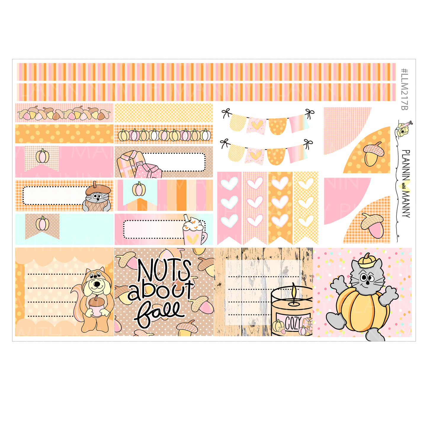 LLM217 MONTHLY 7x9  Planner Stickers - Nuts About Fall Collection