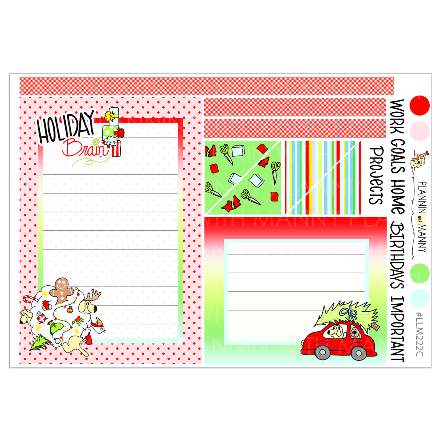 LLM222 MONTHLY PLANNER STICKERS - Holiday Brain Collection