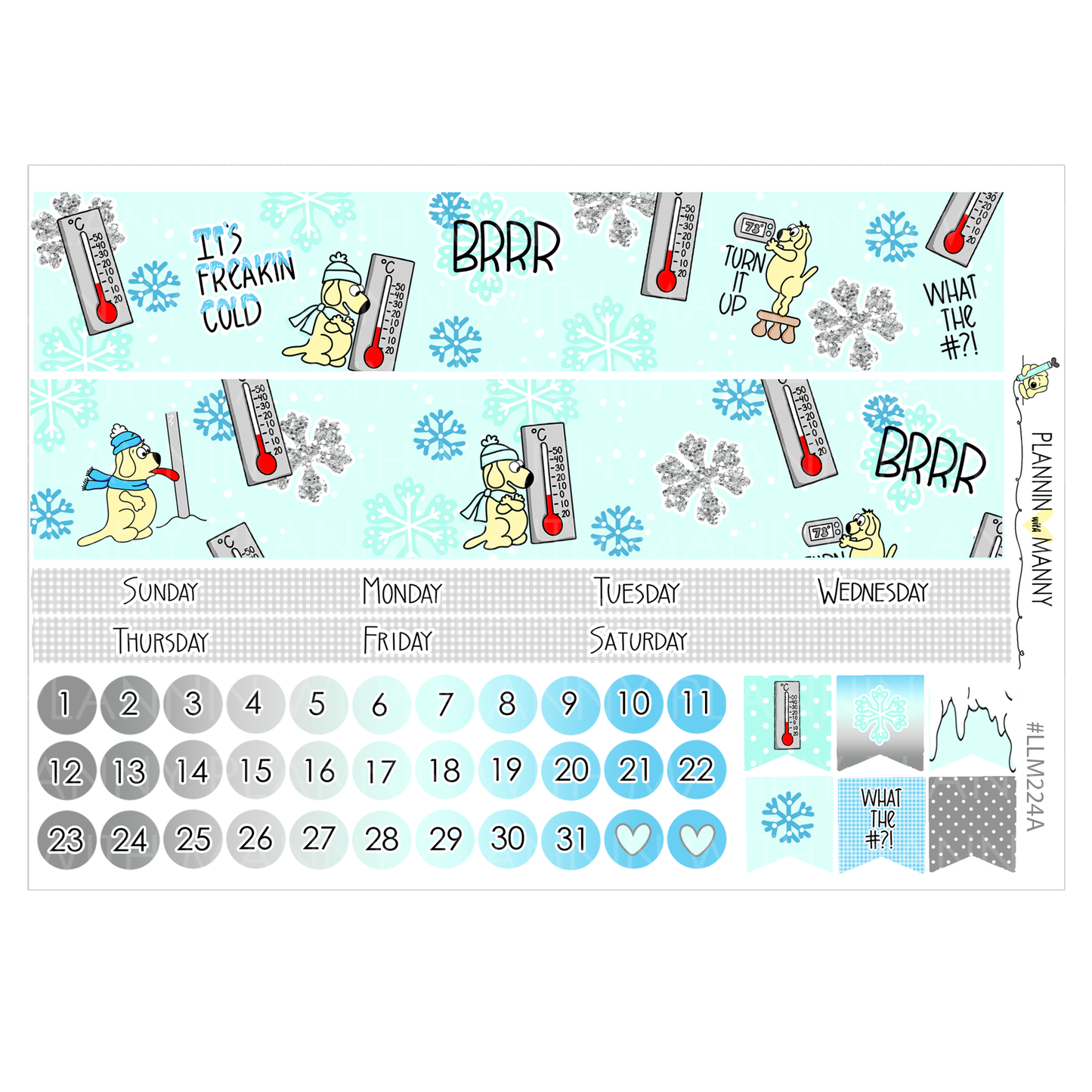 LLM223 MONTHLY PLANNER STICKERS - Fricken Freezin Collection