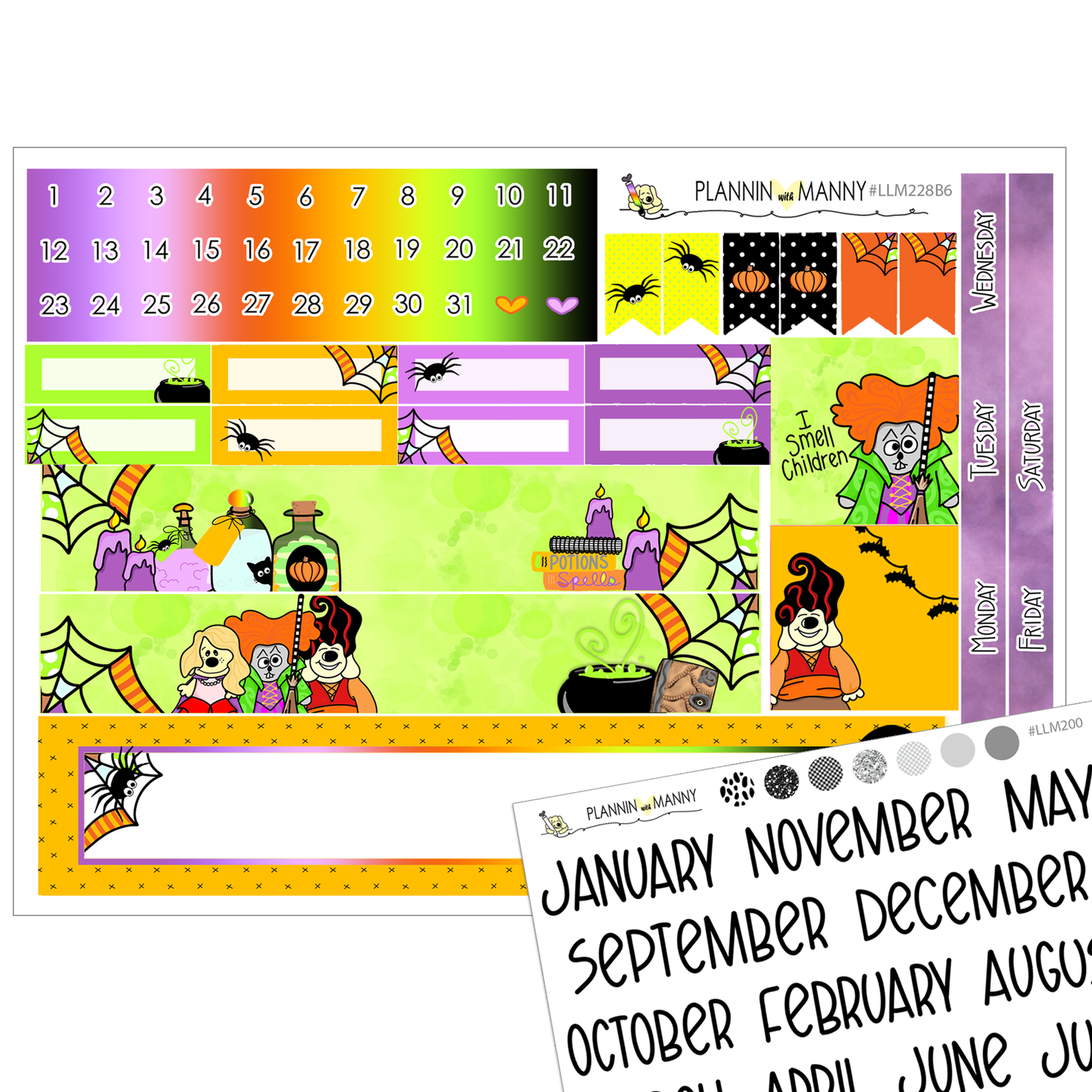 LLM228B6 Hocus Pocus B6 Monthly Planner Stickers