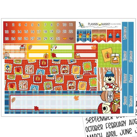 LLM230B6 Fall Doodles B6 Monthly Planner Stickers
