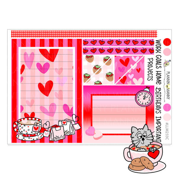 LLM233 MONTHLY PLANNER STICKERS - Berry Tea Love Collection