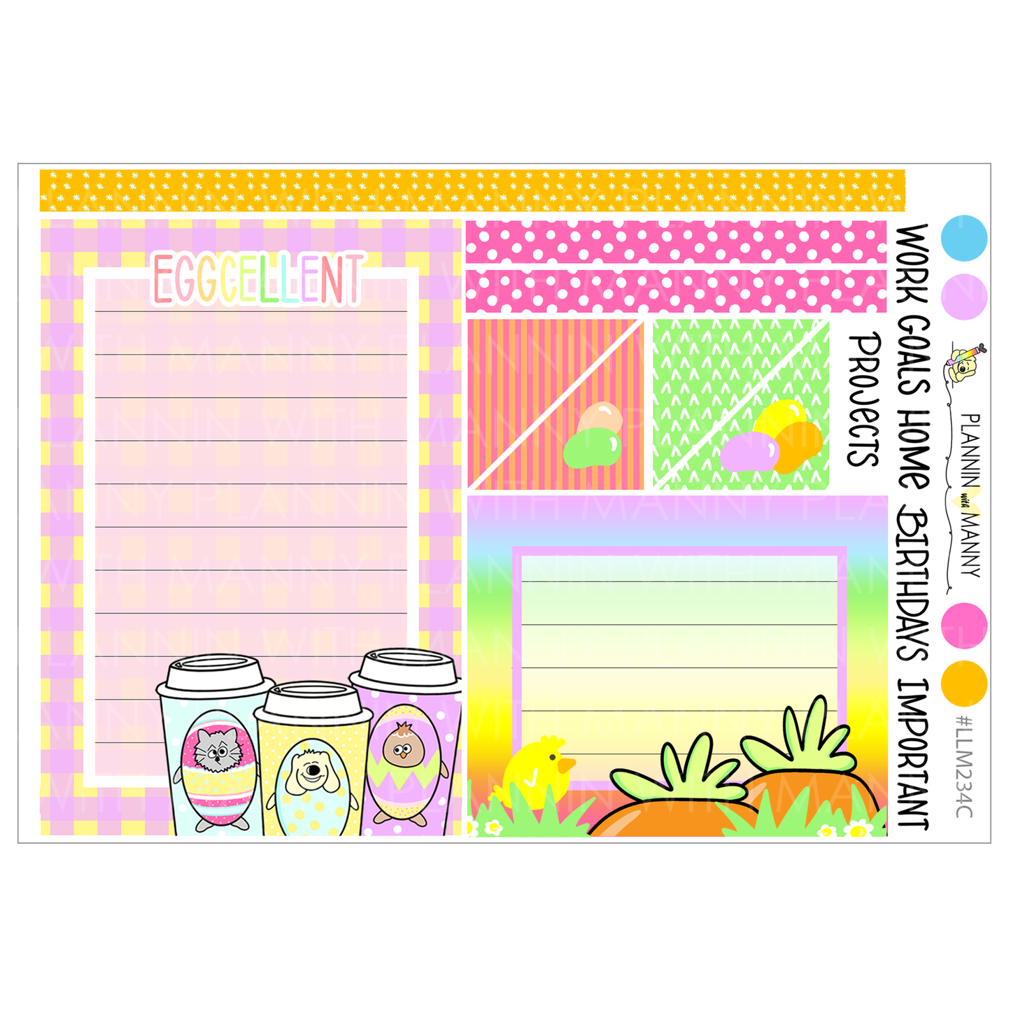 LLM234 MONTHLY PLANNER STICKERS - Easter Doodles Collection