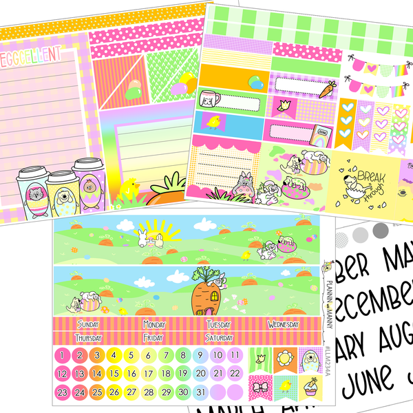 LLM234 MONTHLY PLANNER STICKERS - Easter Doodles Collection