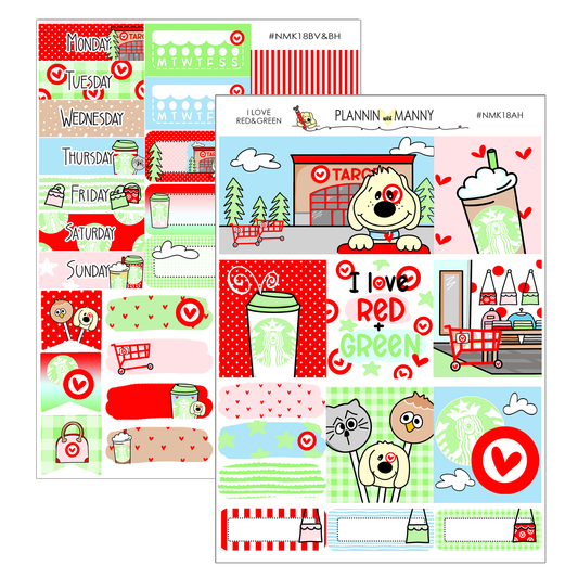 NMK18AH HORIZONTAL I Love Red&Green Weekly Planner Kit