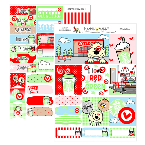 NMK18AH HORIZONTAL I Love Red&Green Weekly Planner Kit
