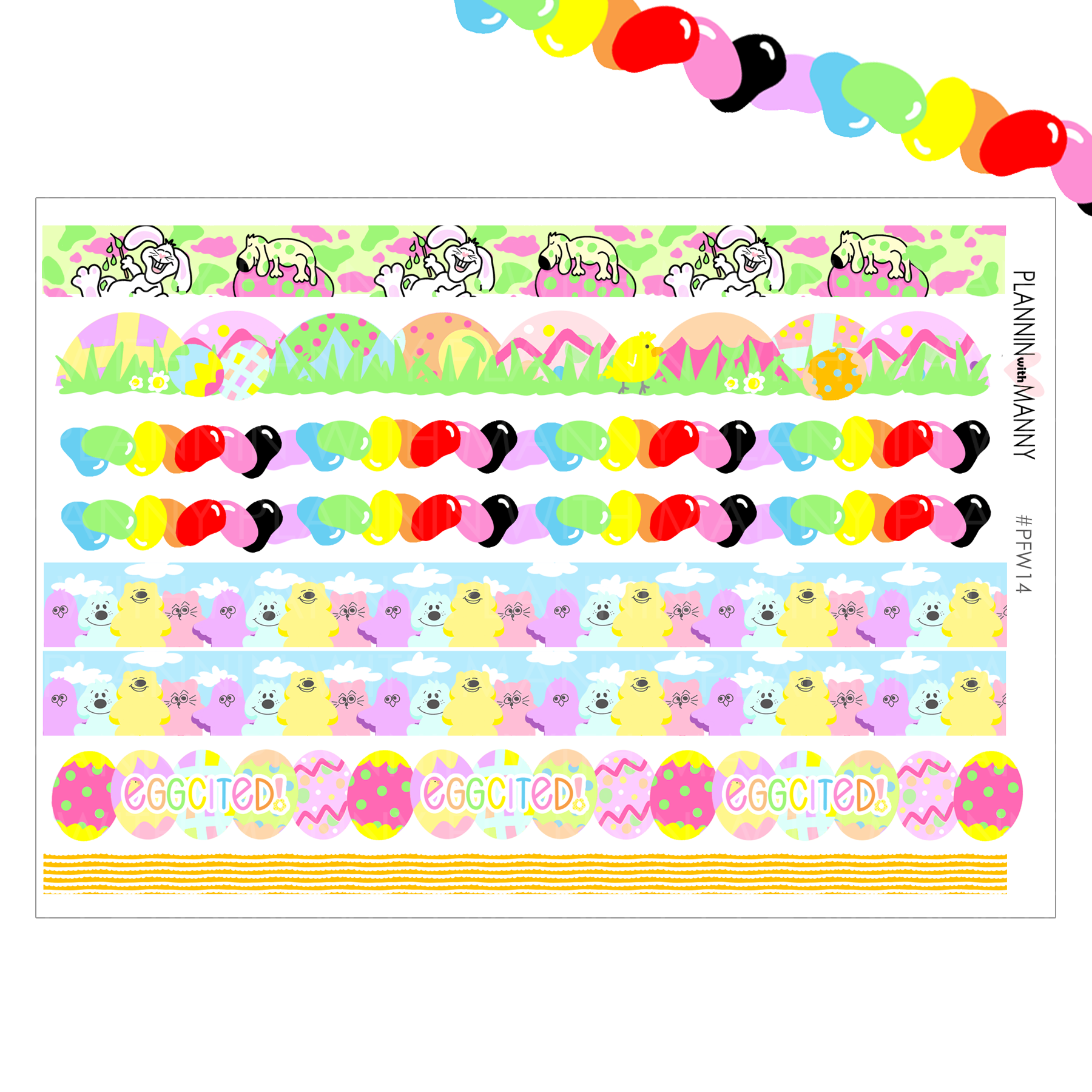 PFW14 Easter Doodles Washi Planner Stickers