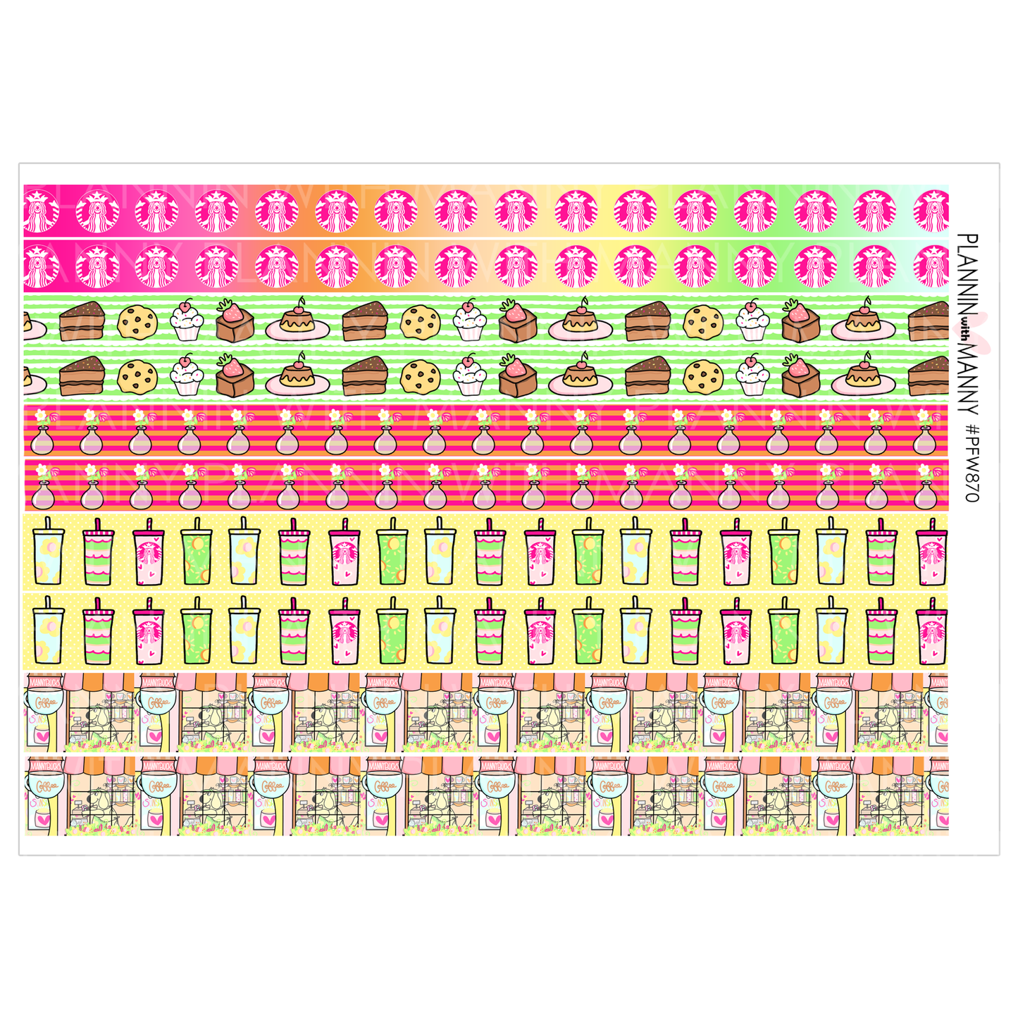 PFW870 Summertime Mannybucks Washi Planner Stickers