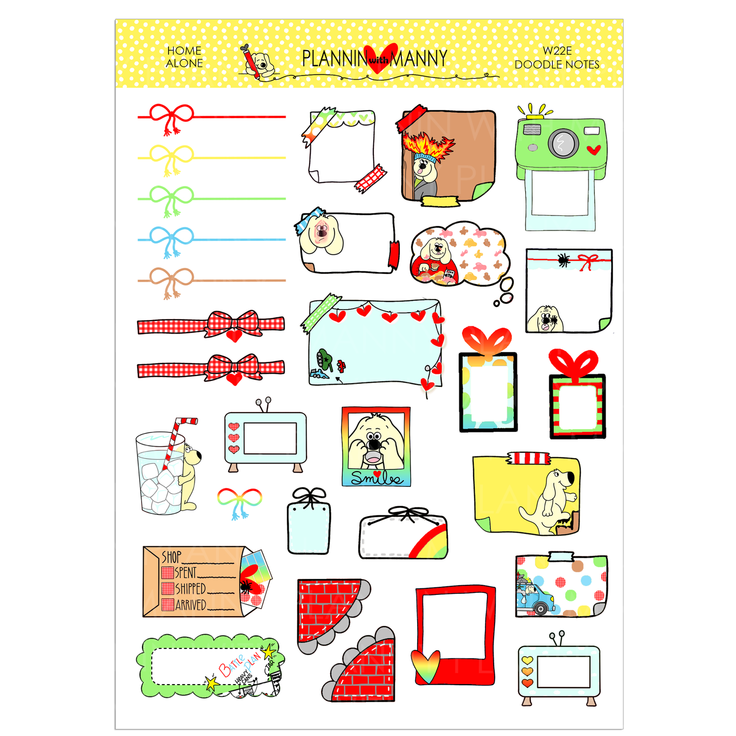 W22AH, HORIZONTAL Home Alone Weekly Planner Stickers