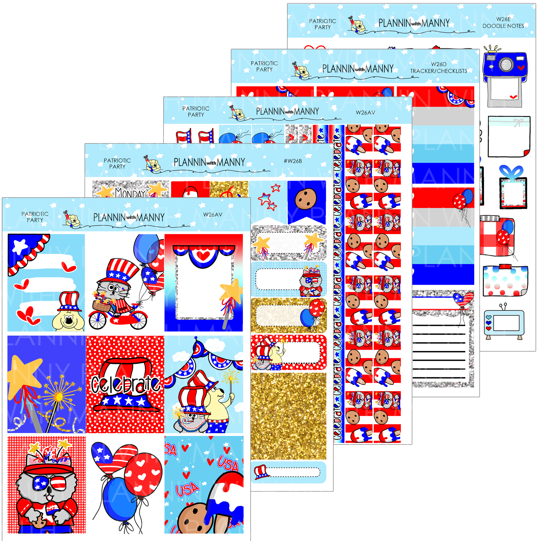 W26, VERTICAL Weekly Kit - Patriotic Party Collection