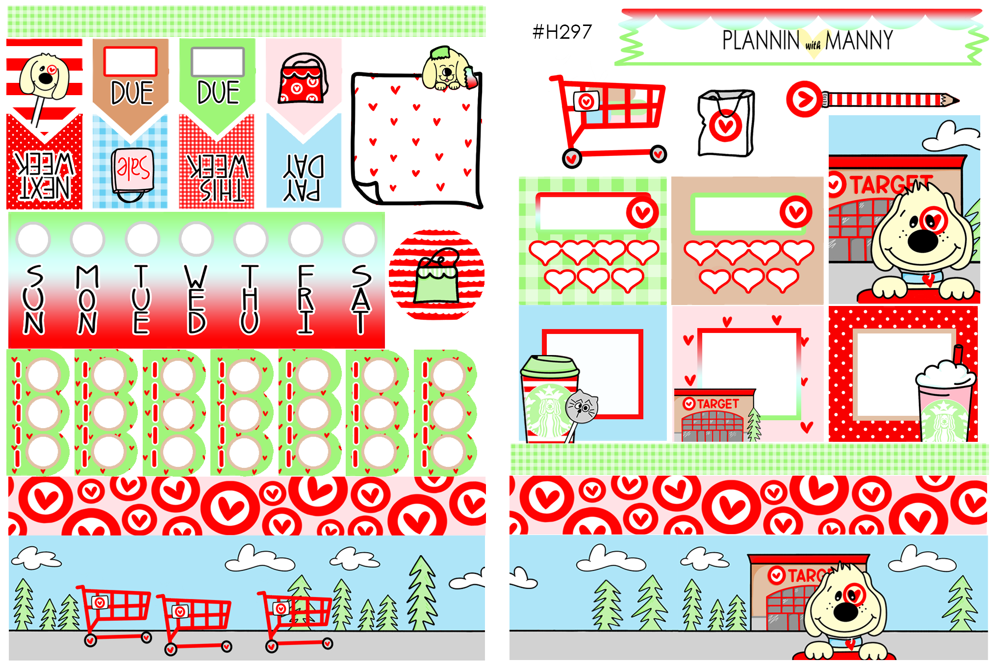 H297 HOBONICHI Weekly Planner Stickers - I Love Red&Green Collection