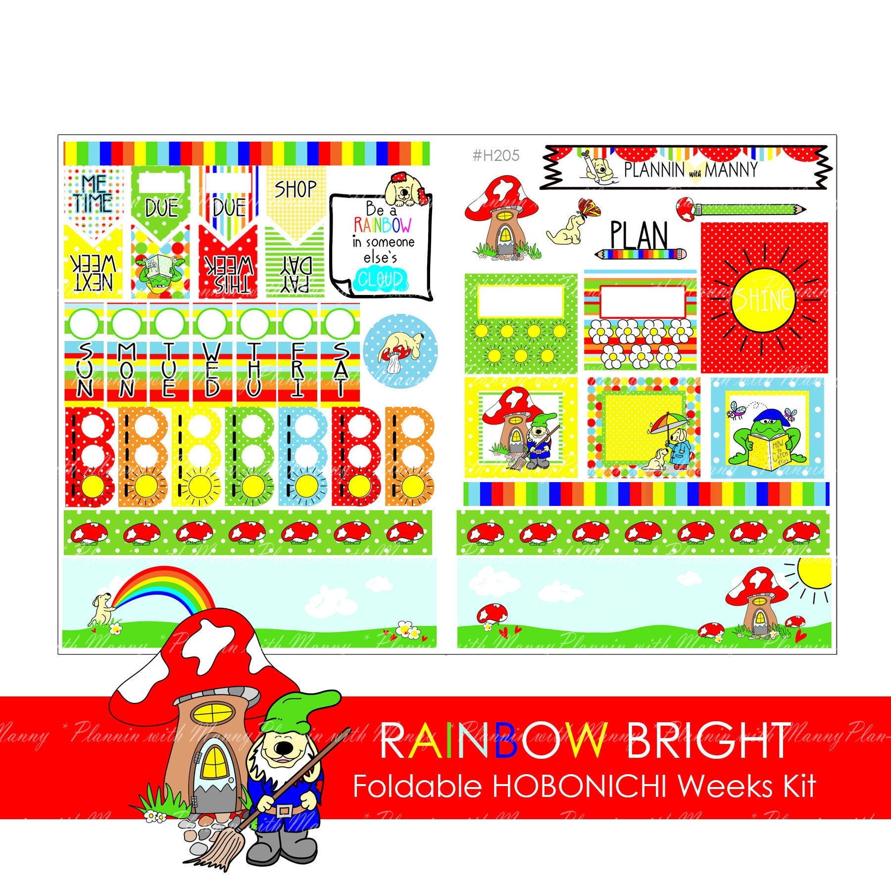 H205 HOBONICHI Weekly Planner Stickers - Rainbow Bright Collection