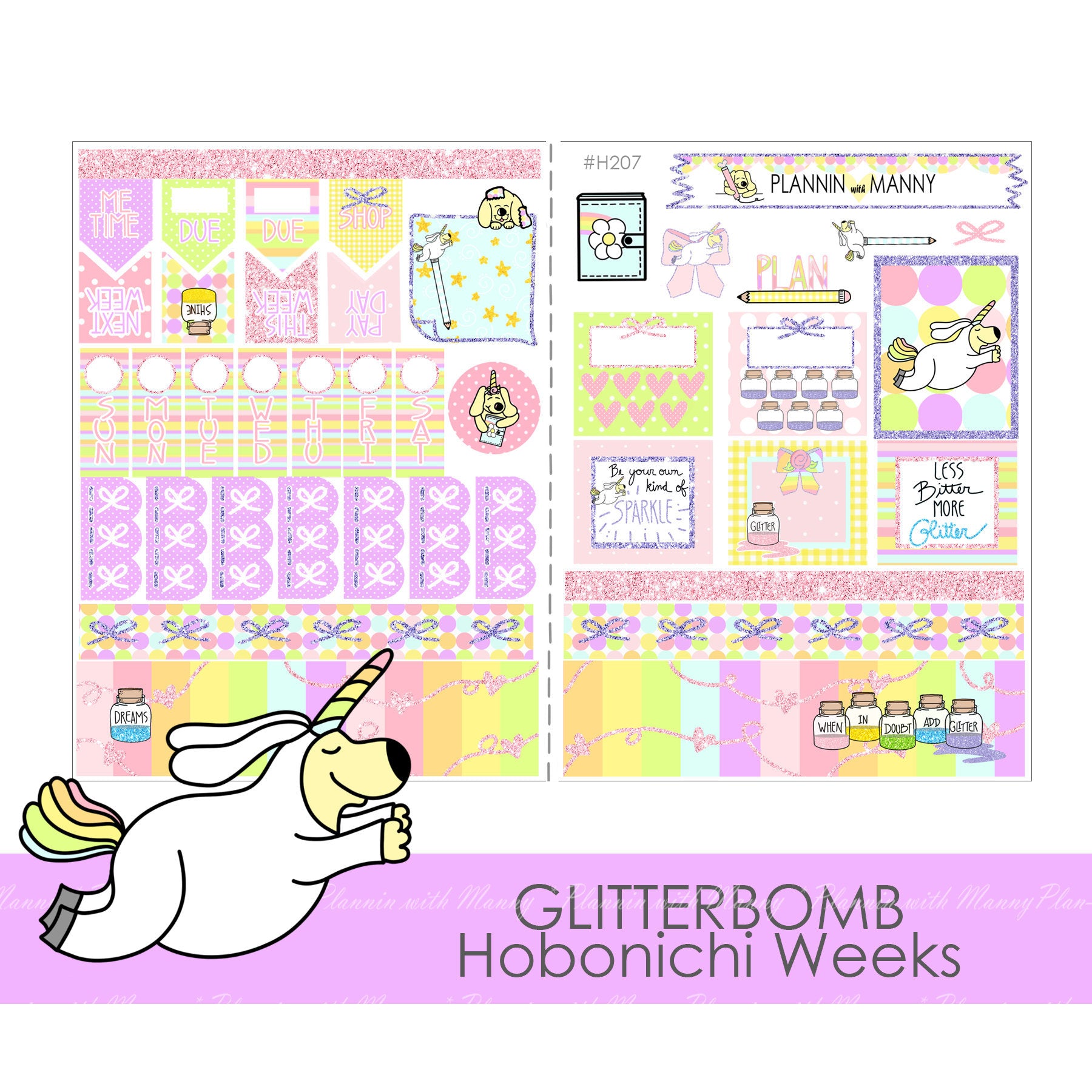 H207 HOBONICHI Weekly Planner Stickers - Glitterbomb Collection