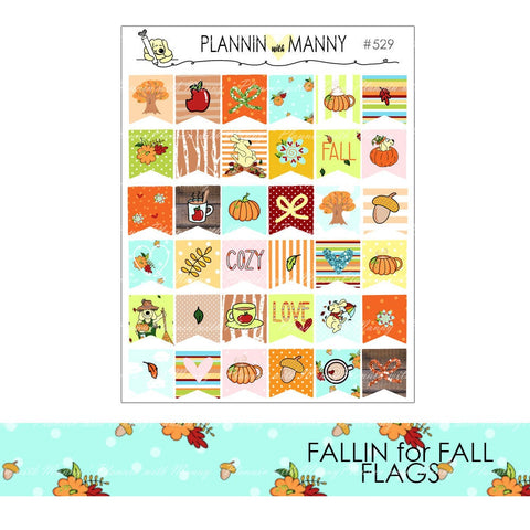 529 FALLIN FOR FALL FLAG Planner Stickers - Fallin for Fall Collection