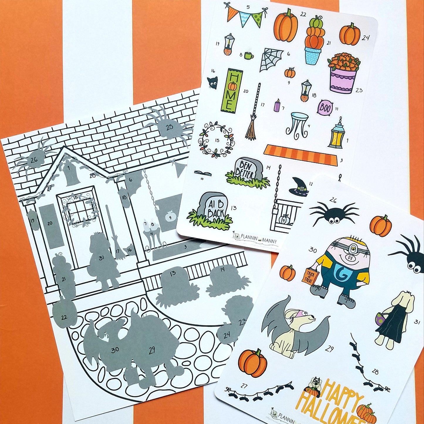 604 HALLOWEEN Countdown Advent Calendar Stickers & Dashboard