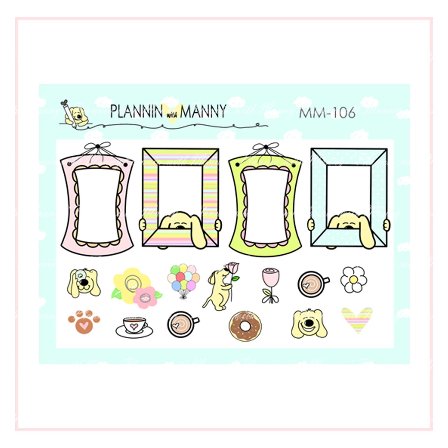 mm106 MICRO Manny Frame Mini Planner Stickers - Manny Micros Collection