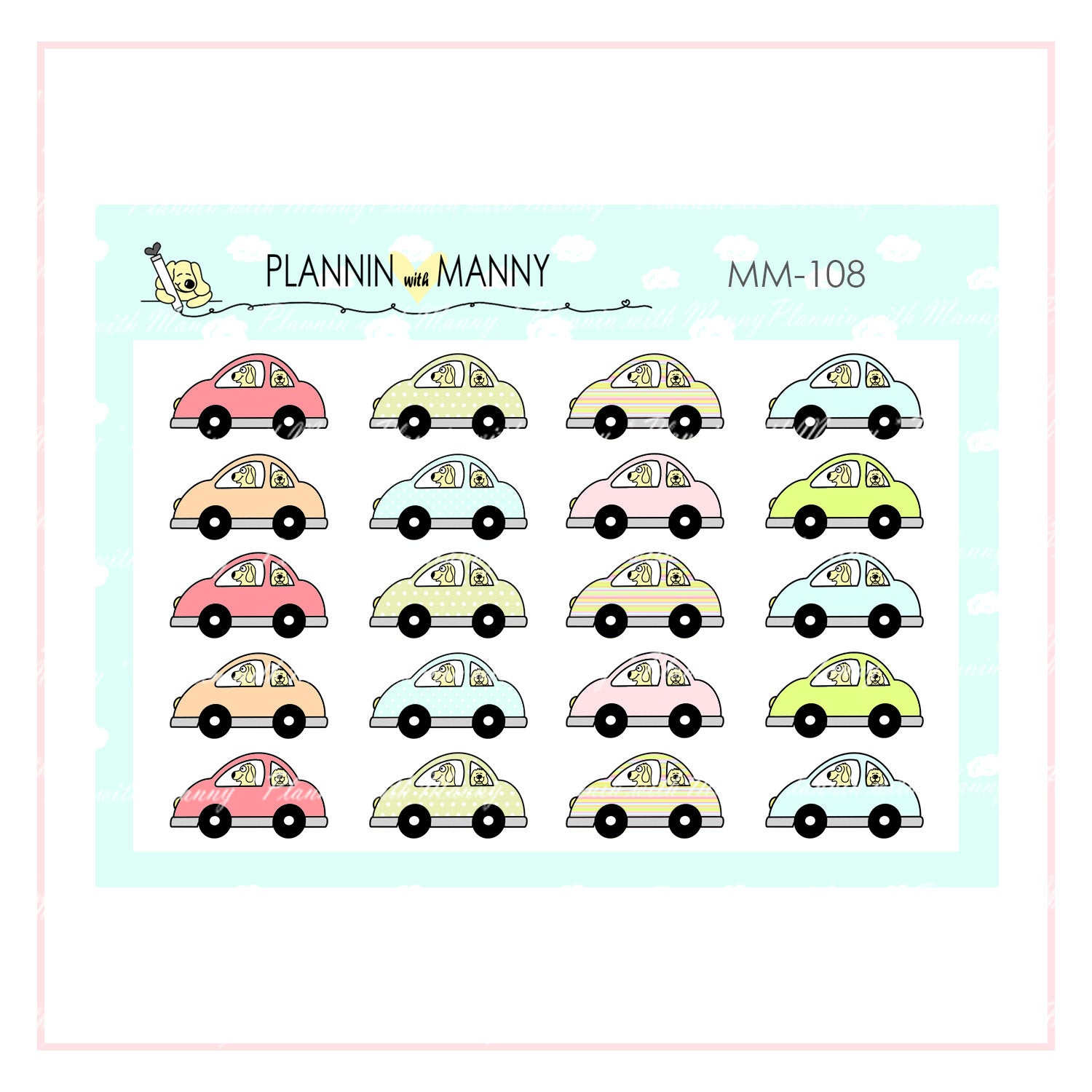 MM108 MICRO Manny Car Planner Stickers - Manny Micro Collection