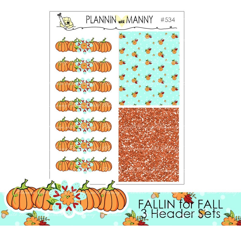 534 FALL PUMPKIN HEADER Planner Stickers - Fallin for Fall Collection