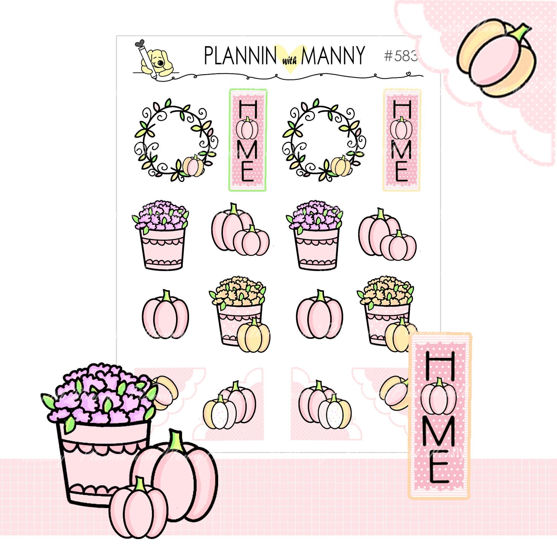 583 - Pink Pumpkin Home Planner Stickers