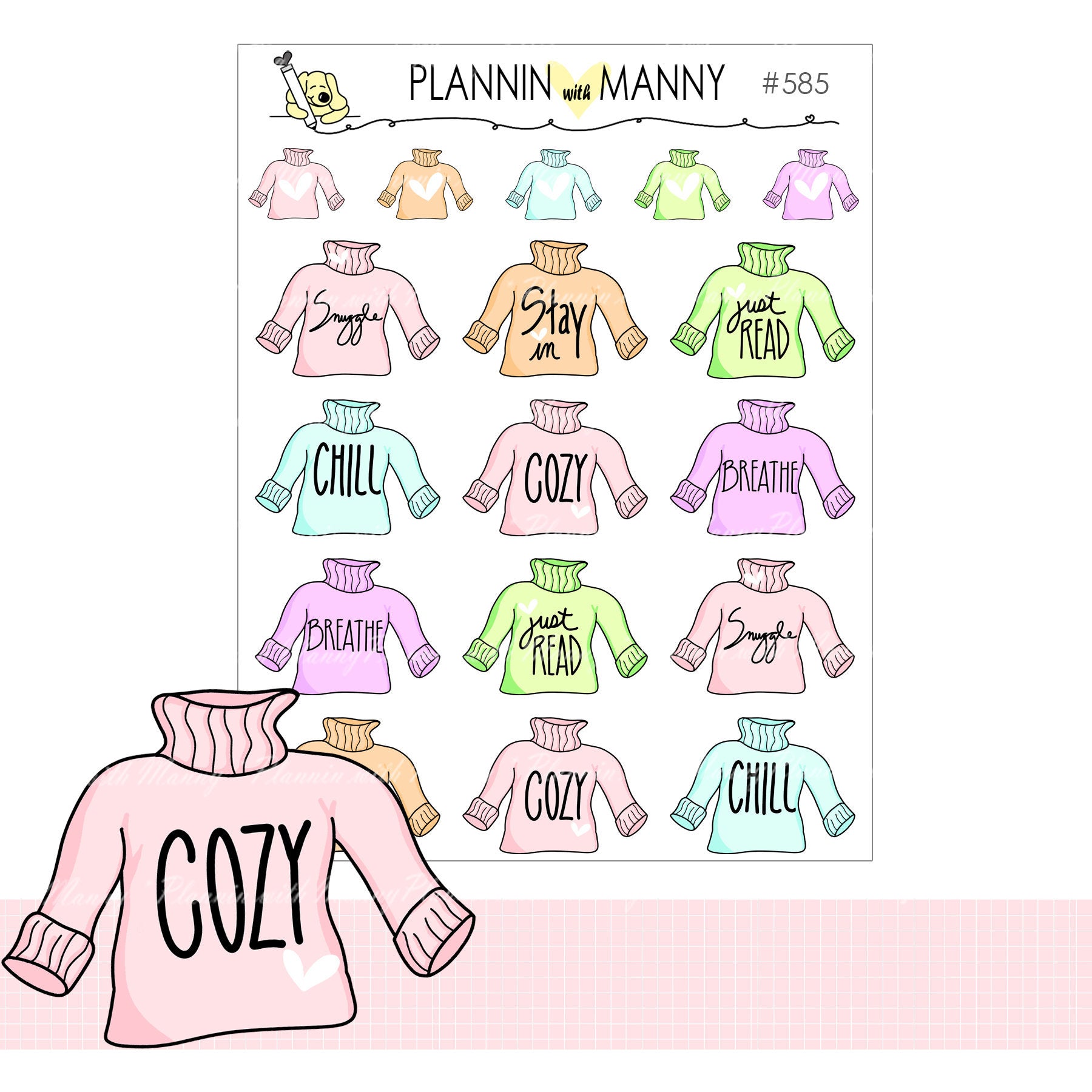 585 Cozy Sweater Planner Stickers - Pretty in Pink Collection