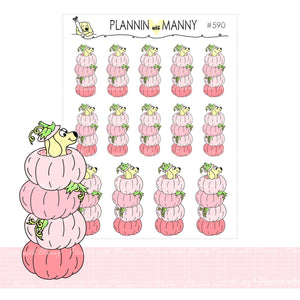 590P Pink Pumpkin Stack Planner Stickers - Pretty in Pink Collection