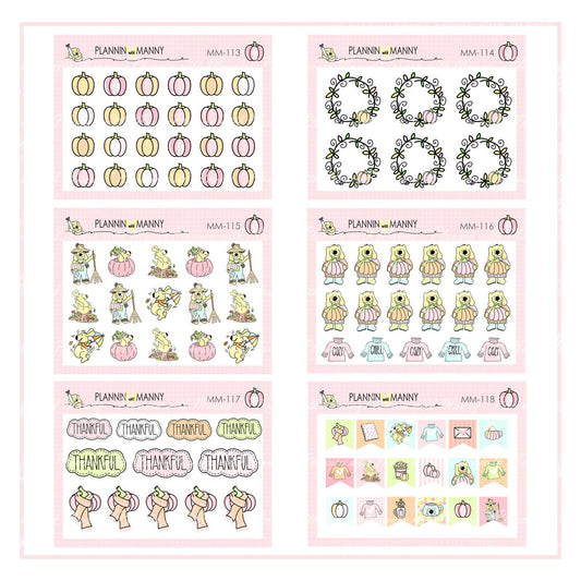 mm113 - mm118 MICRO Pretty in Pink Fall Collection Planner Sticker Set