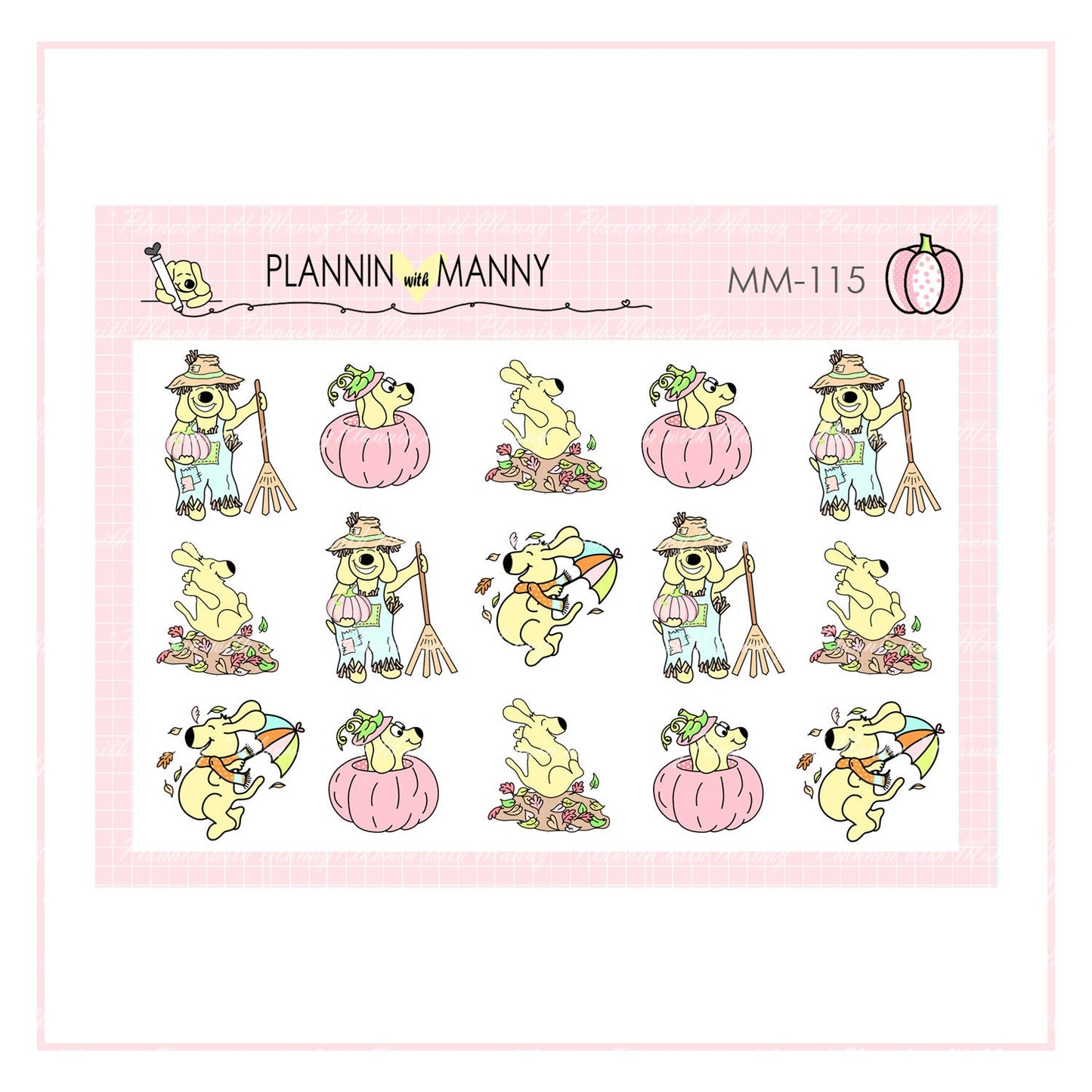 mm113 - mm118 MICRO Pretty in Pink Fall Collection Planner Sticker Set