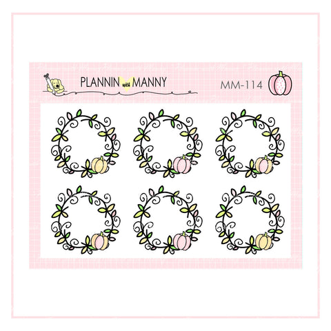 MM114 MICRO  Pumpkin Wreath Planner Stickers - Pretty in Pink Fall Collection
