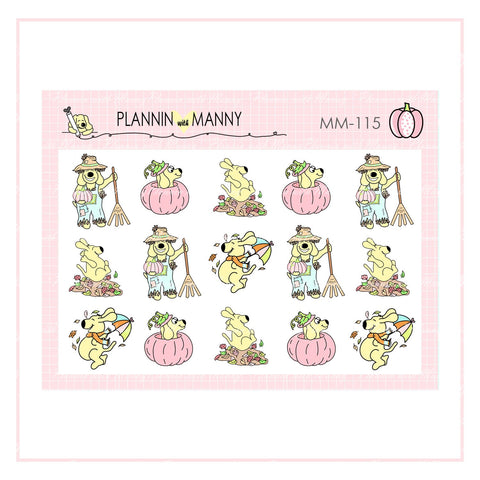 MM115 MICRO Fall Character Planner Stickers - Pretty In Pink Fall Collection
