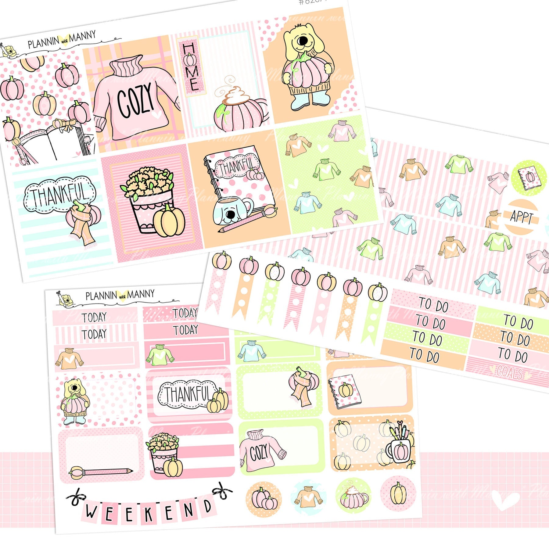 620 VERTCIAL Weekly Planner Stickers - Pretty in Pink Collection