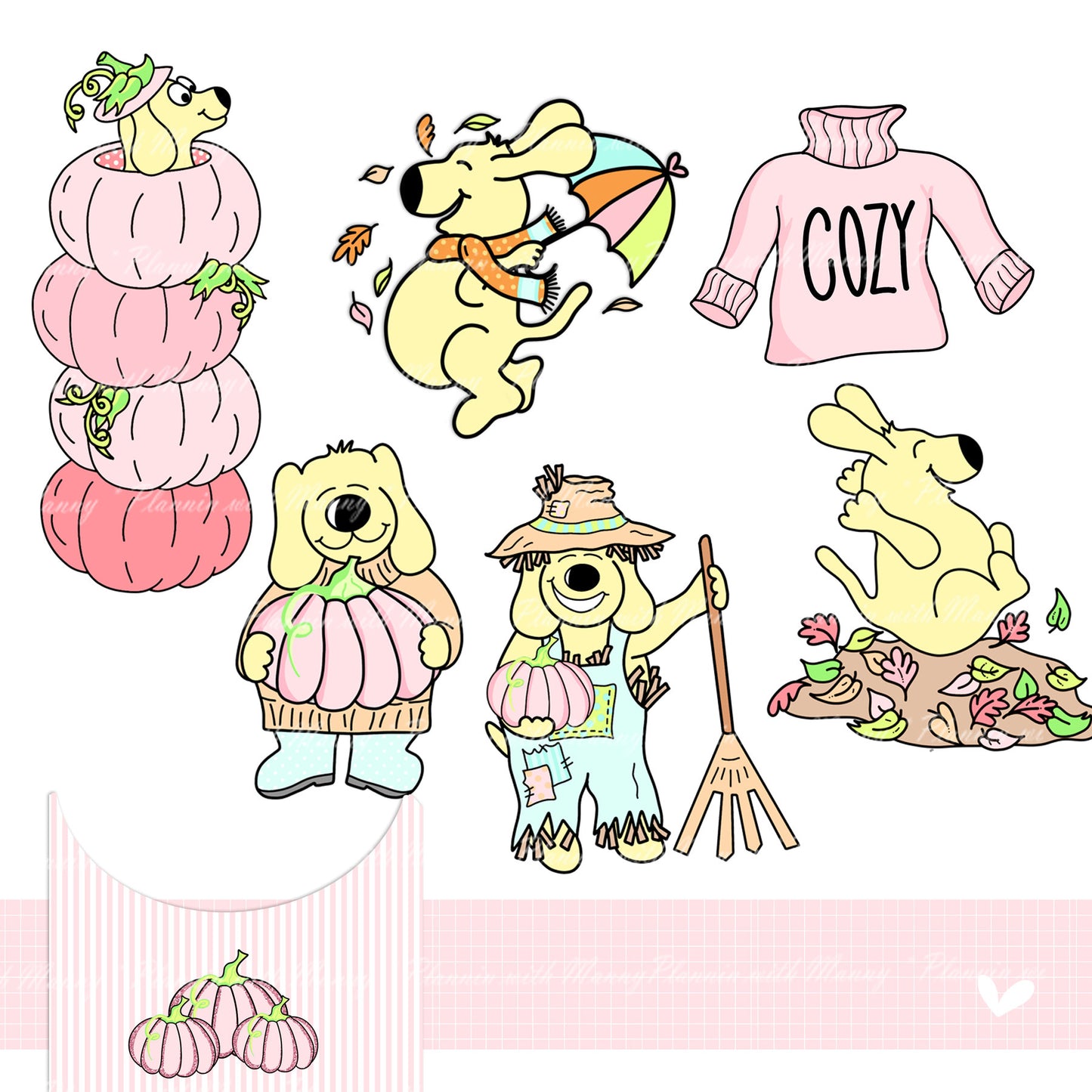 H225 HOBONICH Weekly Planner Stickers -Pretty in Pink Fall Collection