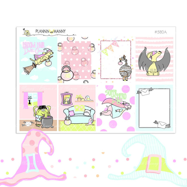 580 MEGA kits VERTCIAL Weekly Planner Stickers -Boo Crew Collection