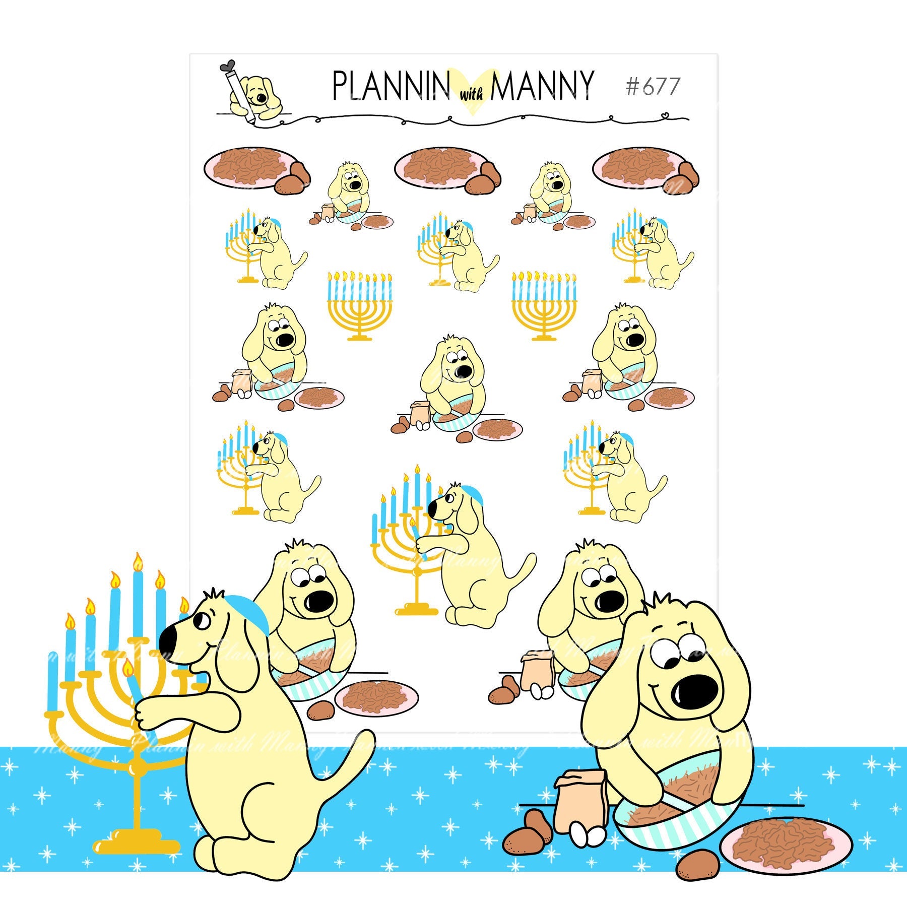 677 Manny Hanukkah Planner Stickers