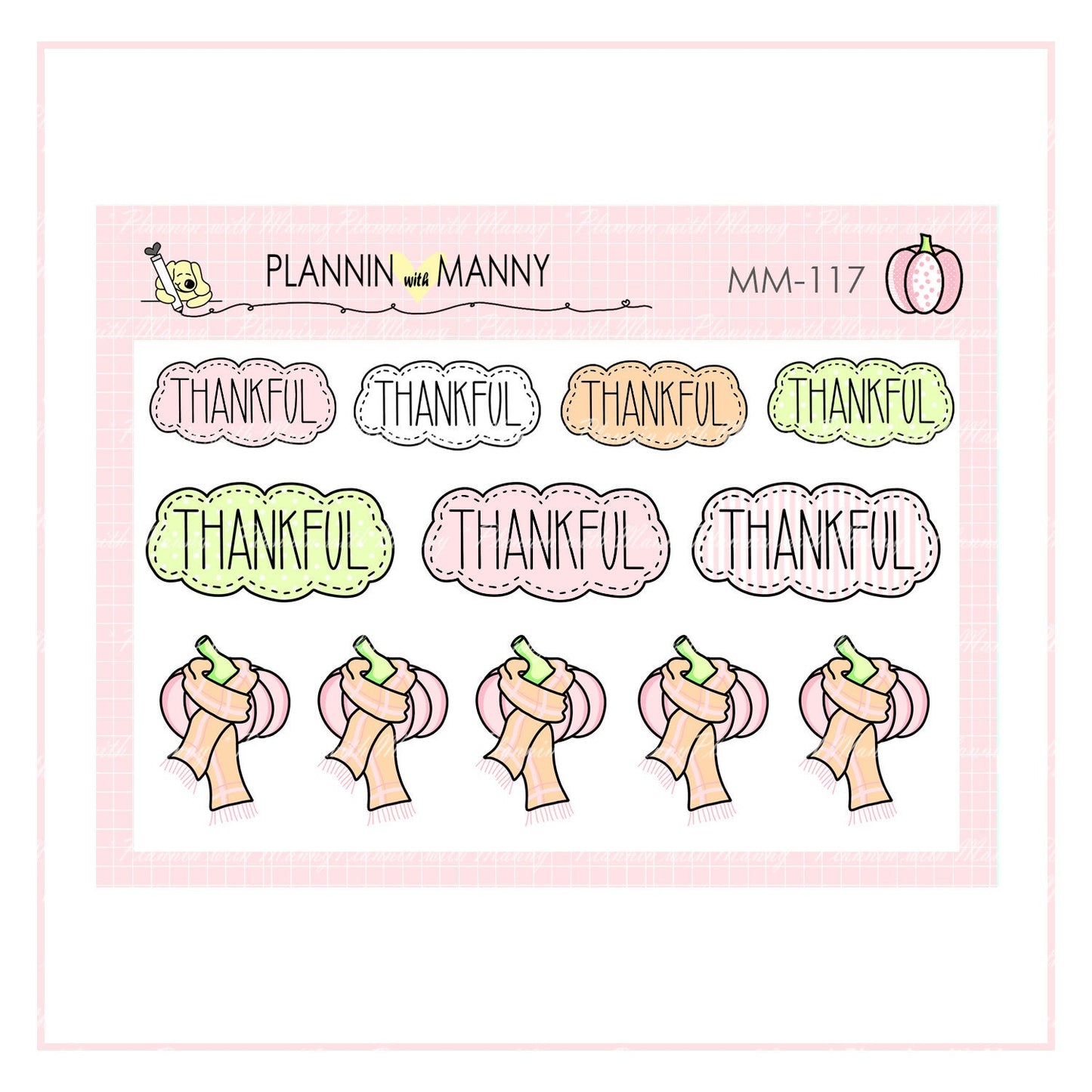 mm113 - mm118 MICRO Pretty in Pink Fall Collection Planner Sticker Set