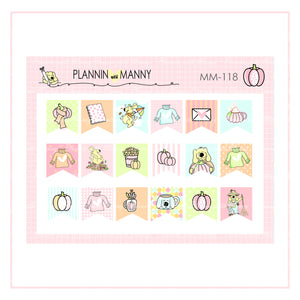 MM118 MICRO Fall Flag Planner Stickers -Pretty in Pink Fall Collection
