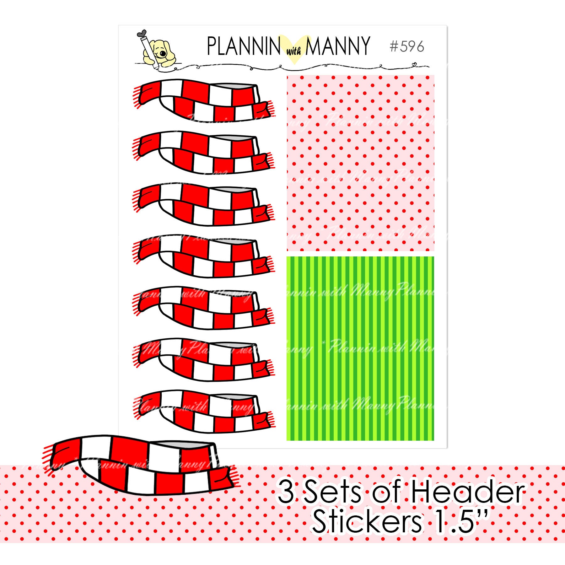 596 Grinchy Scarf Header Planner Stickers - Going Green Collection