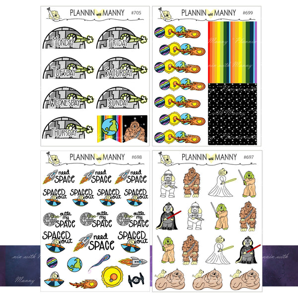 720 KIT,MEGA FORCE Kit, Ec Vertical Set, Space Planner Stickers, Dog Planner Stickers, Hand Drawn Stickers,Ec Weekly Kits