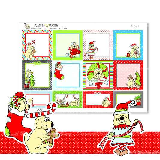 L691 MERRY MANNY Christmas Box Stickers,Christmas Planner Stickers