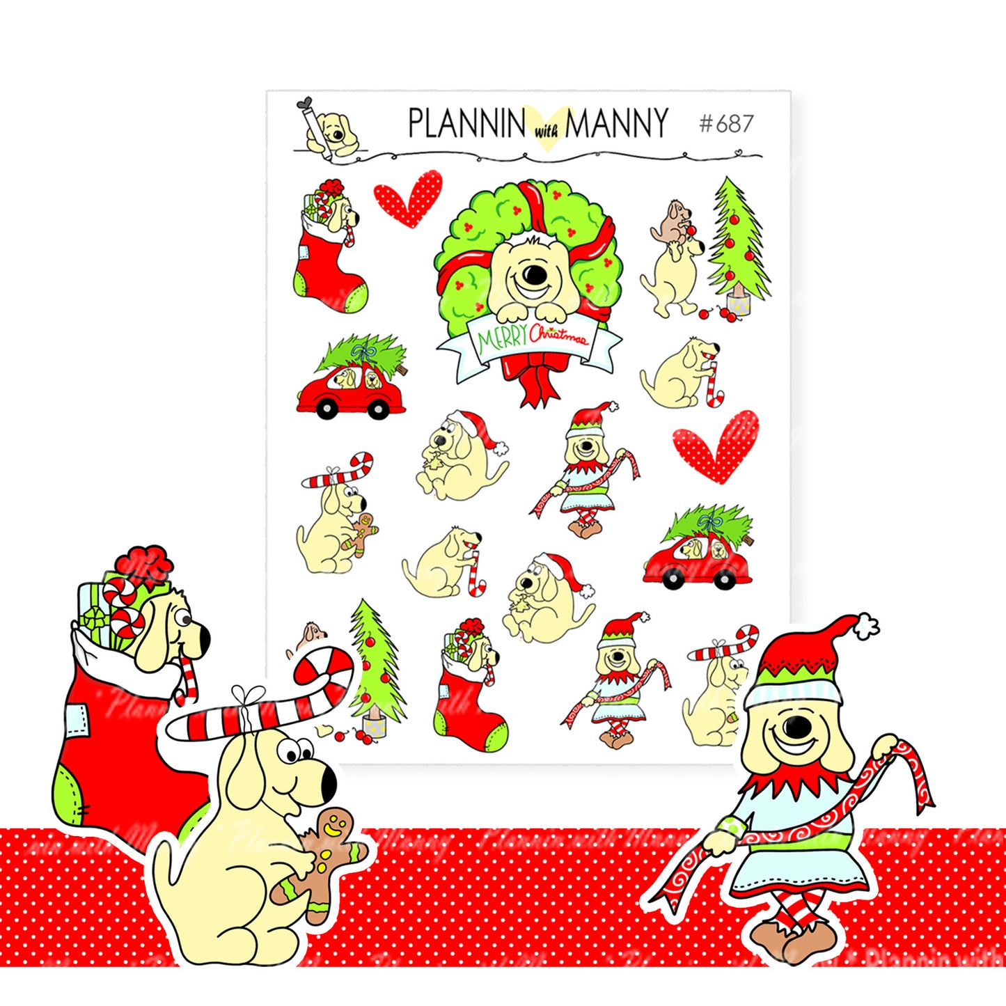 686 687 Assorted Manny Christmas Planner Stickers