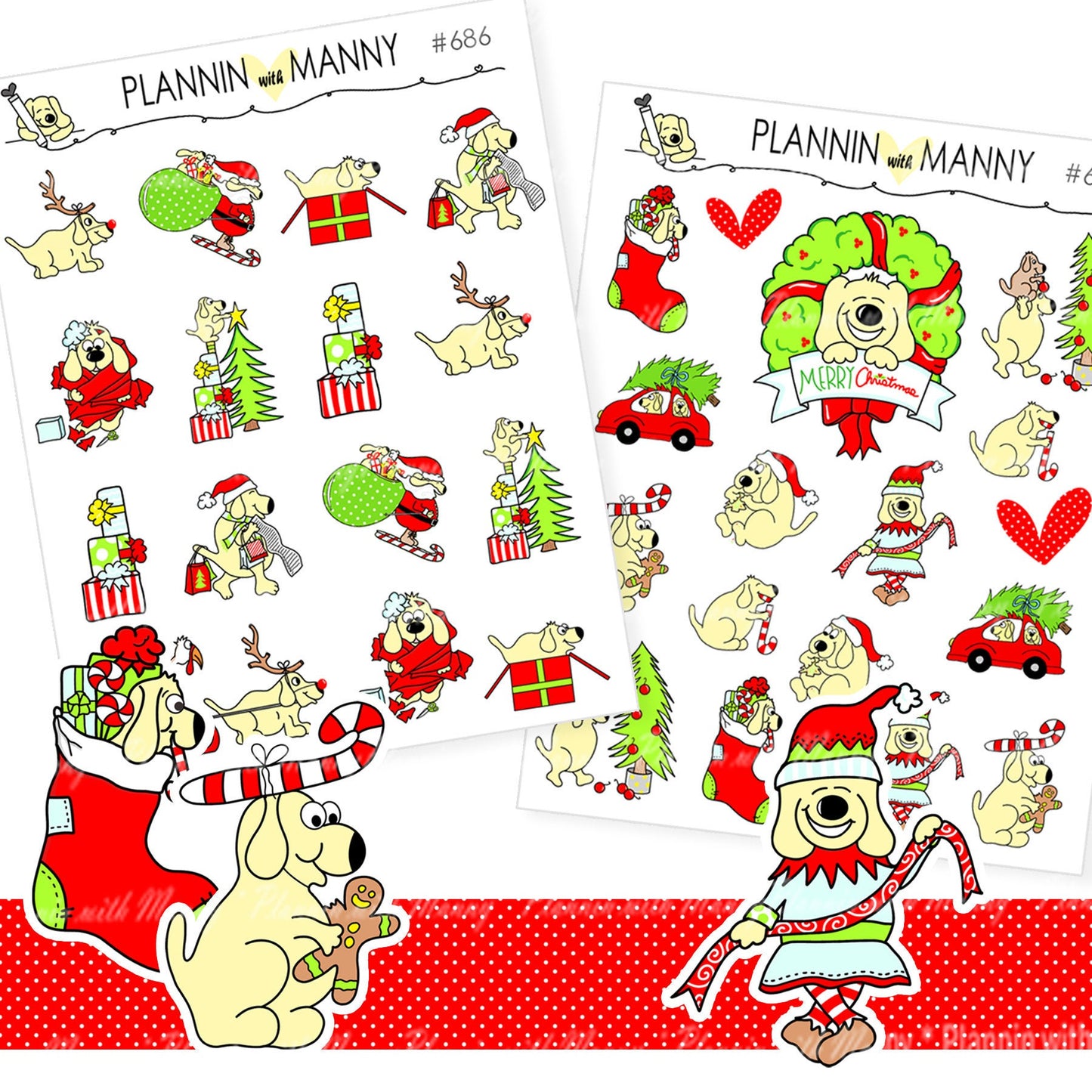 686 687 Assorted Manny Christmas Planner Stickers