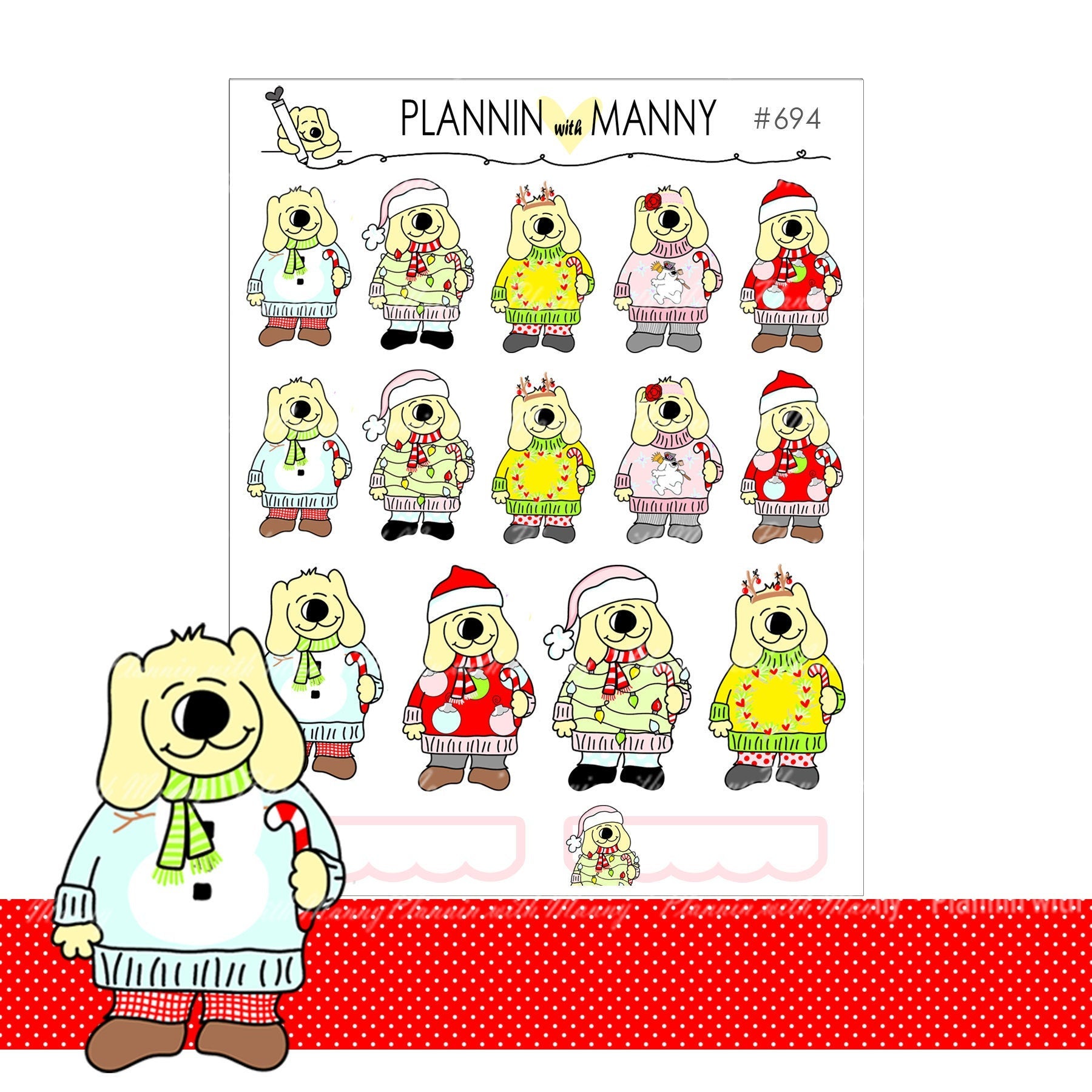 694 Ugly Christmas Sweater Planner Stickers