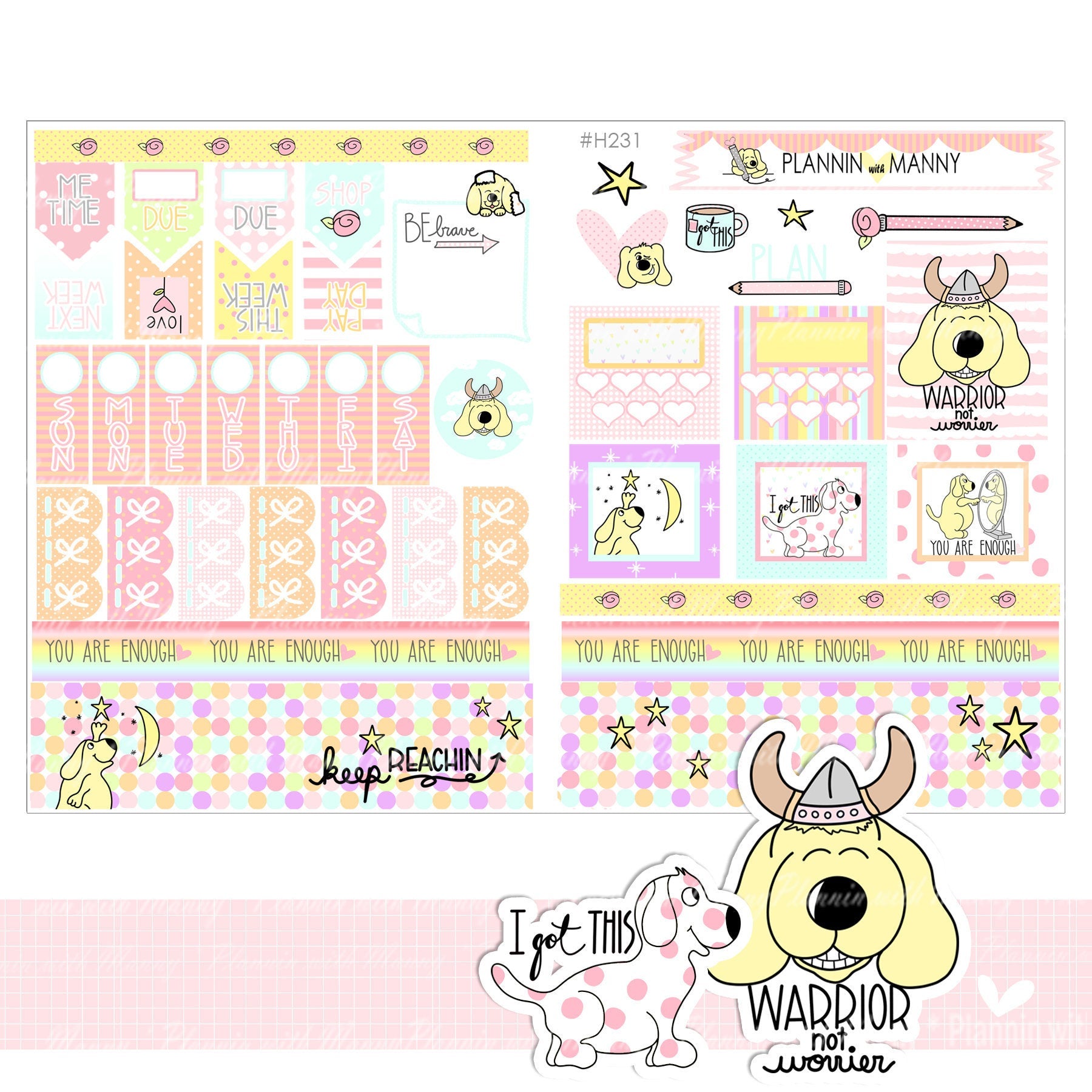 H231  HOBONICHI Weekly Planner Stickers - Manny Wishes Collection