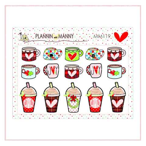 MM119 MICRO Christmas Cups Planner Stickers - Jolly Collection