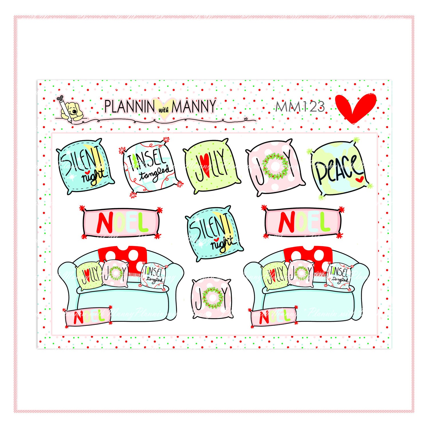 MM123 MICRO Christmas Pillow Planner Stickers - Jolly Collection