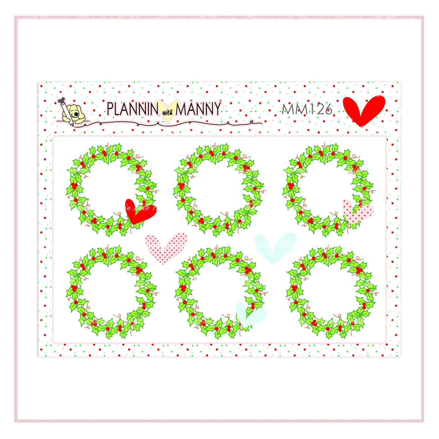 MM126 MICRO Write In Wreath Planner Stickers - Jolly Collection