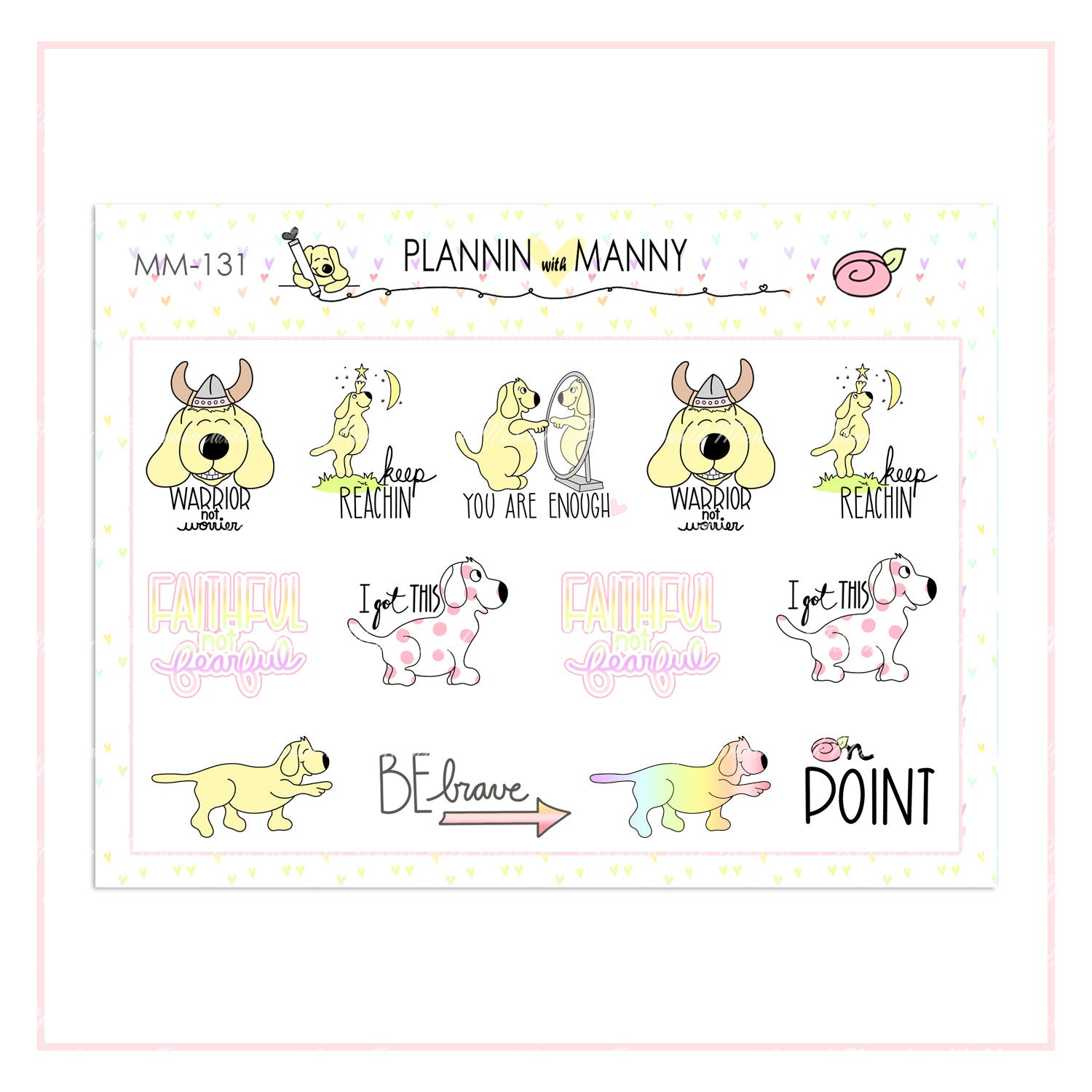 MM131, Manny Micro Wishes Deco Stickers, Be Brave Stickers, Warroir Stickers, Enough Stickers, Positive Affirmation Stickers