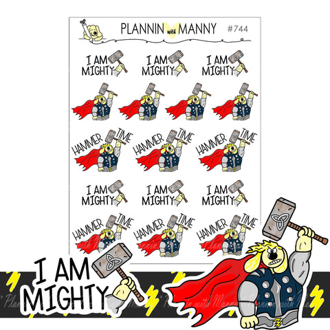 744 I AM MIGHTY THOR Planner Stickers - Puppy Power Collection