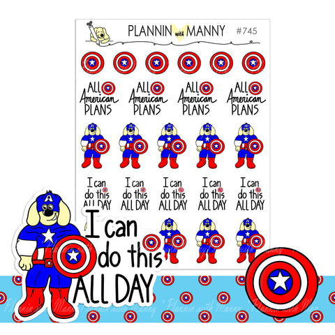 745 CAPTAIN MANNY Planner Stickers - Puppy Power Collection