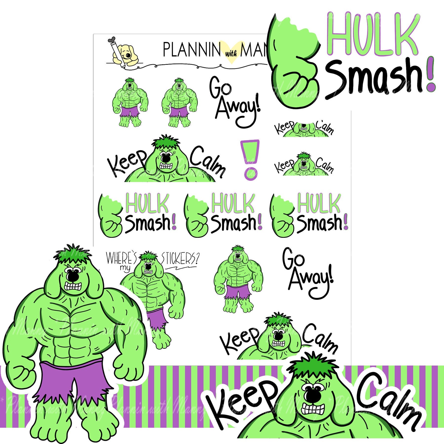 746 DON'T MAKE Me MAD Hulky Planner Stickers- Puppy Power Collection
