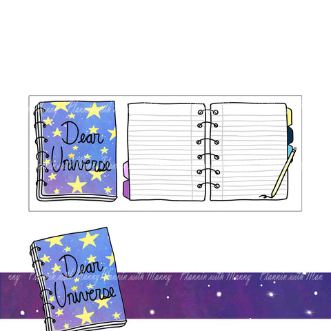 774,Dear Universe 3D Journal Planner Sticker,Foldable Planner Stickers, Celestial Planner Stickers, Hand Drawn Stickers